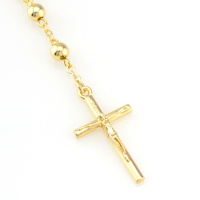 14k Rosary Necklace
 14K Gold Plated Catholic Rosary Necklace 6mm Beads Mens Womens