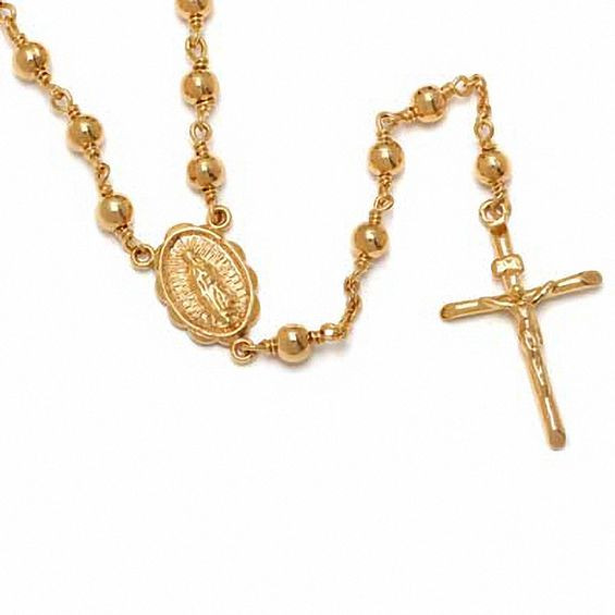 14k Rosary Necklace
 Rosary Necklace in Brass with 14K Gold Plate 26