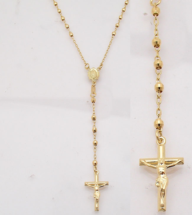 14k Rosary Necklace
 ROSARY NECKLACE CROSS VIRGIN MARY 14K Yellow Gold 26"