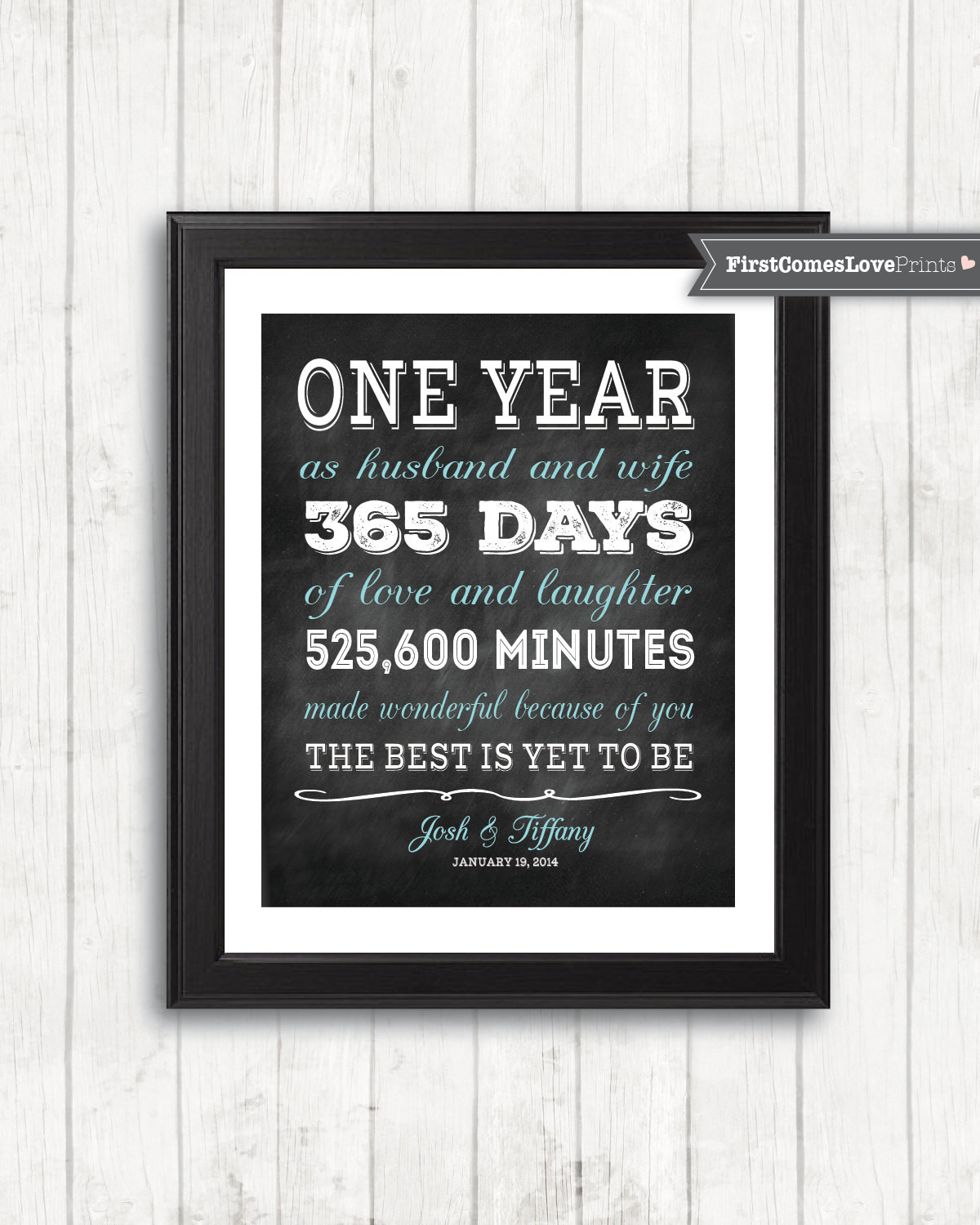 1St Anniversary Gift Ideas For Him
 Chalkboard Style First Anniversary Gift for Husband for Wife