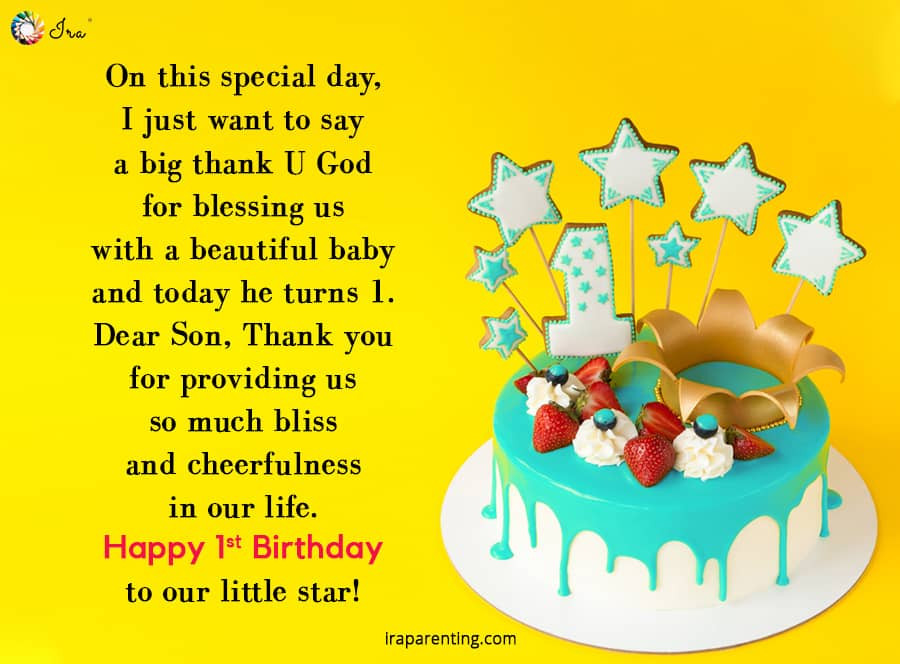 1St Birthday Quotes For Son
 Awesome 1st Birthday Wishes for Baby Boy Ira Parenting