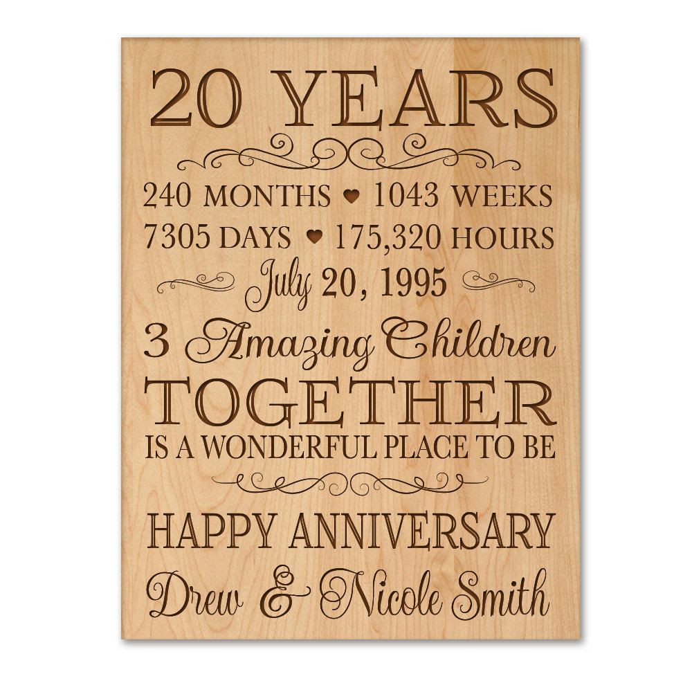 20th Wedding Anniversary Gift Ideas
 Personalized 20th anniversary t for him 20 year wedding