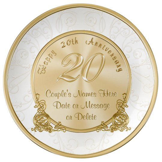 20th Wedding Anniversary Gift Ideas
 Happy 20th Anniversary Gifts PERSONALIZED Plate