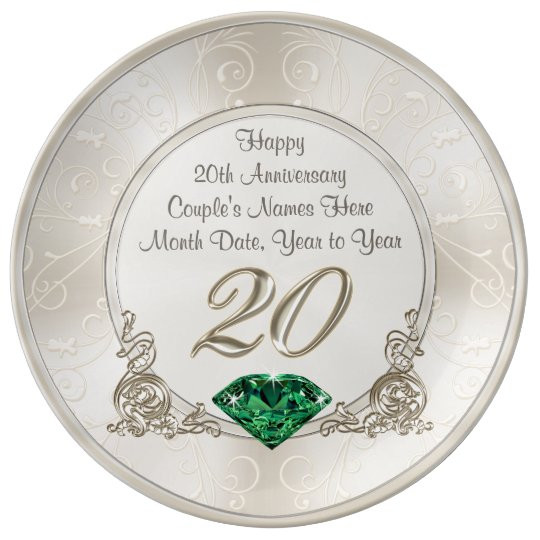 20th Wedding Anniversary Gift Ideas
 Gorgeous Personalized 20th Anniversary Gifts Plate