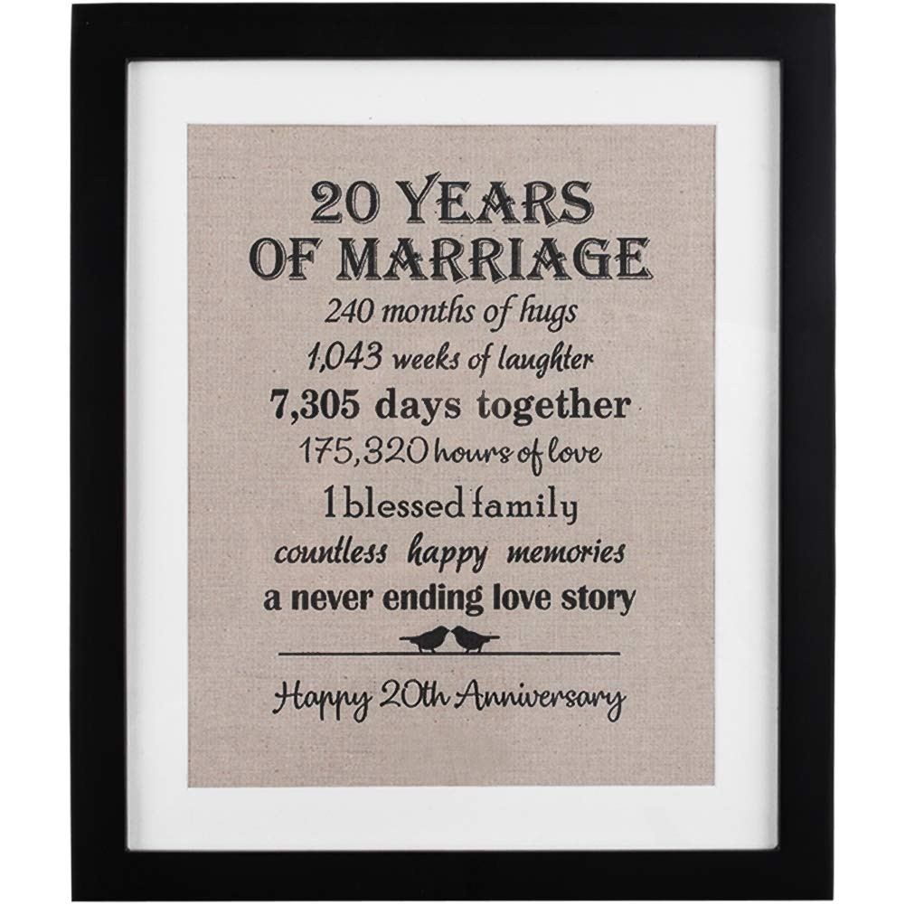 20th Wedding Anniversary Gift Ideas
 20th Anniversary Love Birds Burlap Print with Frame 20