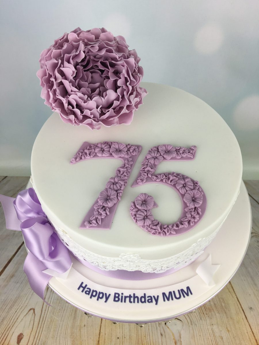75th Birthday Cakes
 Lilac Peony 75th birthday cake Mel s Amazing Cakes