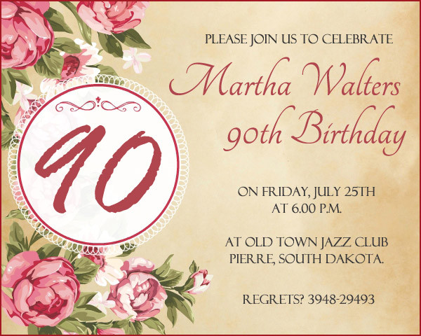 90th Birthday Invitation Wording
 90th Birthday Invitation Wording 365greetings