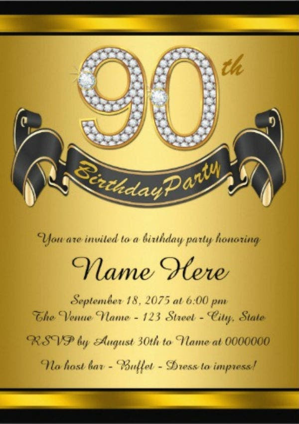 90th Birthday Invitation Wording
 11 90th Birthday Invitations Designs & Templates PSD