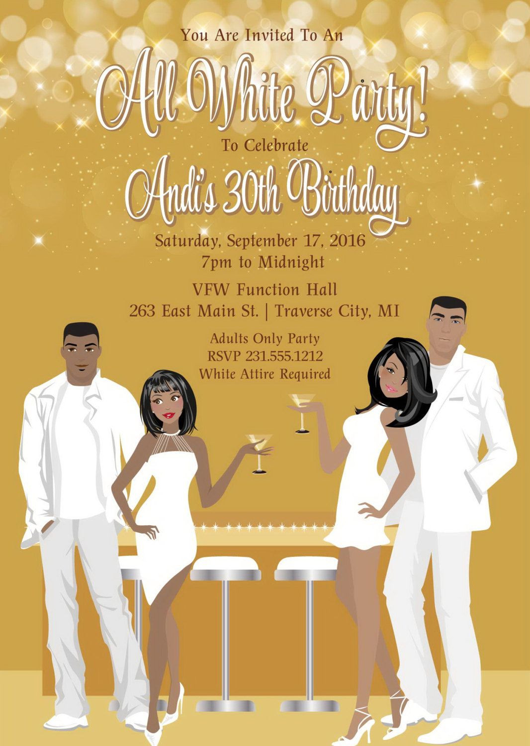 All White Party Ideas Birthday Party
 All White Party Invitation White Birthday by