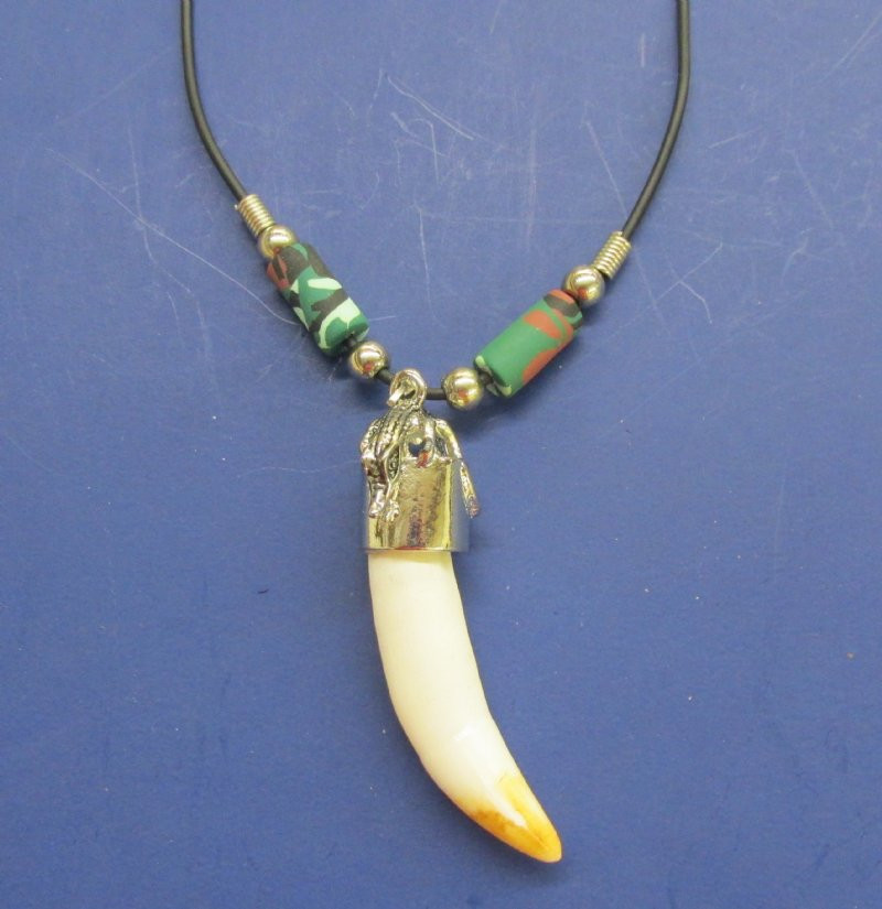 Alligator Tooth Necklace
 1 1 4 to 1 3 4 inches Camo Alligator Tooth Necklaces