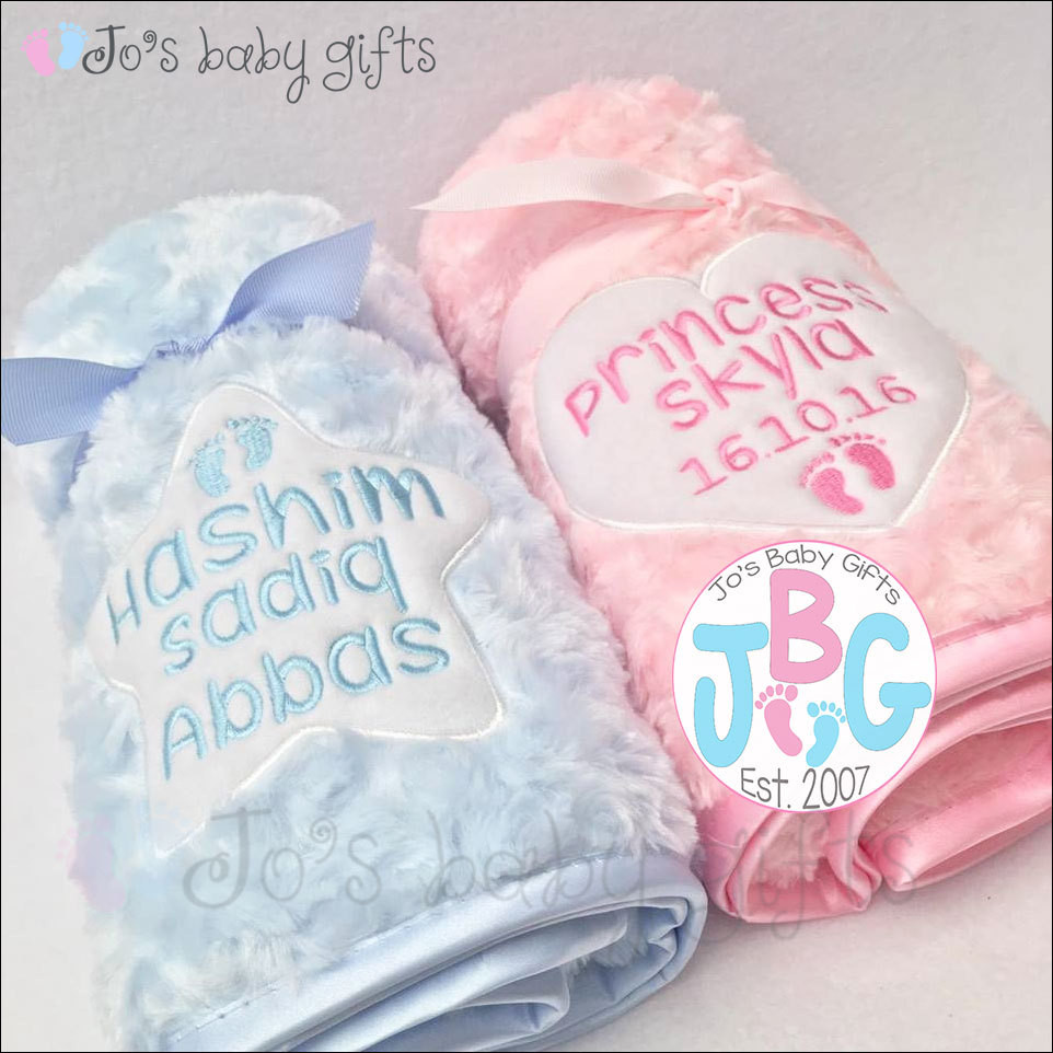 Baby Blanket Gifts
 Personalised baby Fluffy blanket Luxury Embroidered blankets