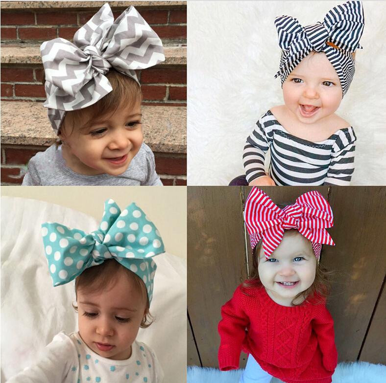 Baby Head Wraps DIY
 2016 Headband DIY Tie Bow Hairbands Big Bow Cute Dot Print