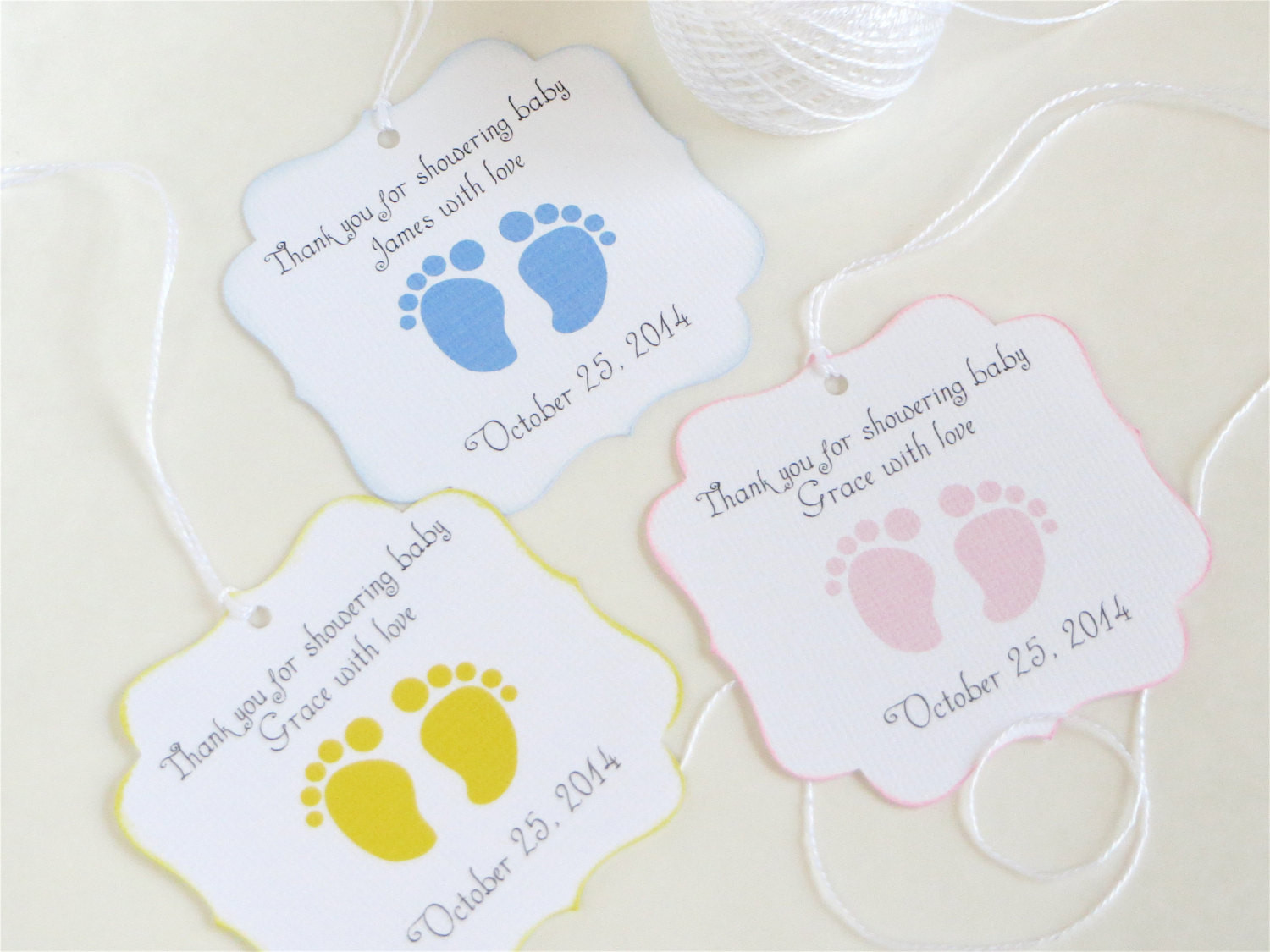Baby Shower Gift Tags
 Baby feet custom Baby shower favor tags footprint baby shower