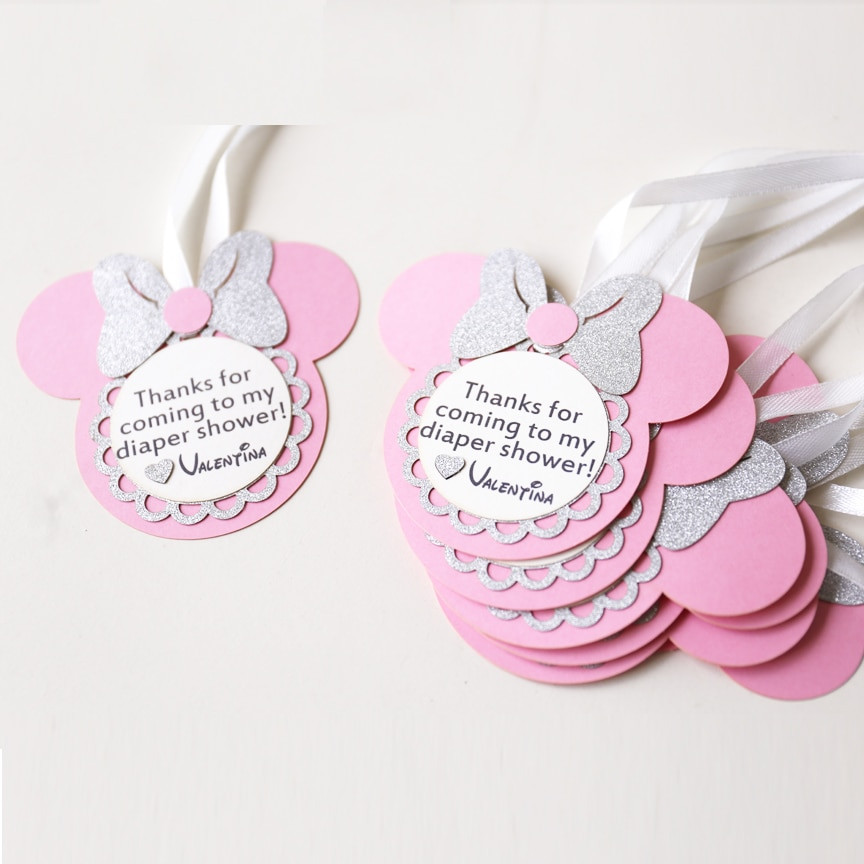 Baby Shower Gift Tags
 Personalized birthday favour tags custom Minnie party