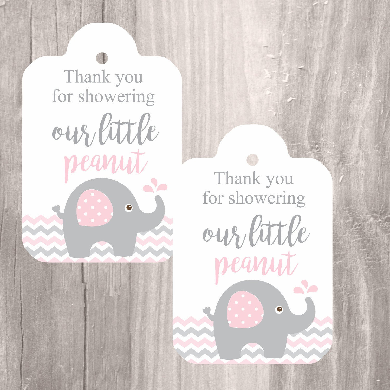 Baby Shower Gift Tags
 Printable Elephant Baby Shower Favor Tags Pink and Grey