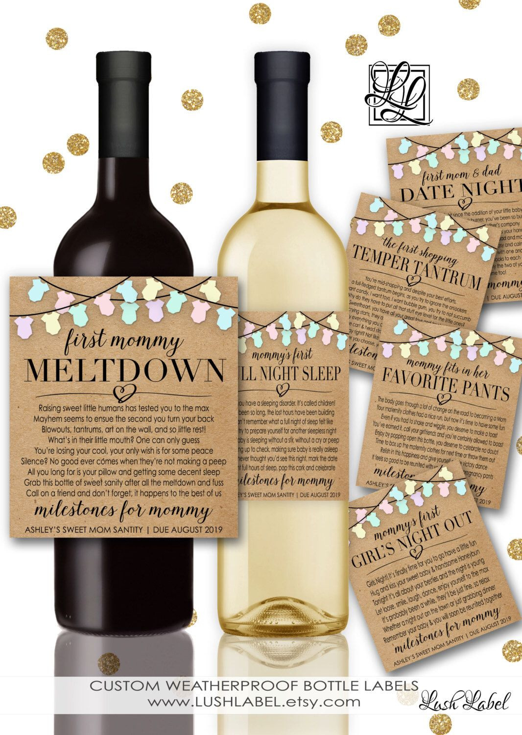 Baby Shower Gifts For Parents
 Baby Shower New Mom Gift Milestones for Mommy Wine