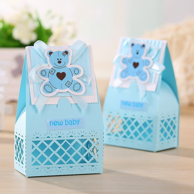 Baby Shower Return Gift Ideas For Guests
 Pink and Blue Cute Baby Favors Boxes Baptism Bombonieres