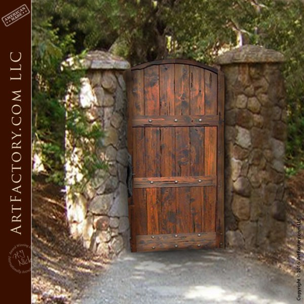Backyard Fence Door
 Rustic Garden Gate Custom Handcrafted Arched Wooden Gates