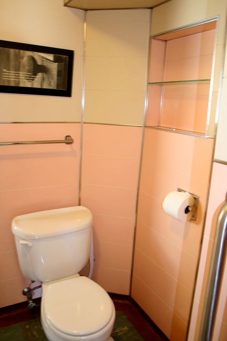 Bathroom Wall Panels
 Noelle s 1930s bathroom with pink panel walls Retro