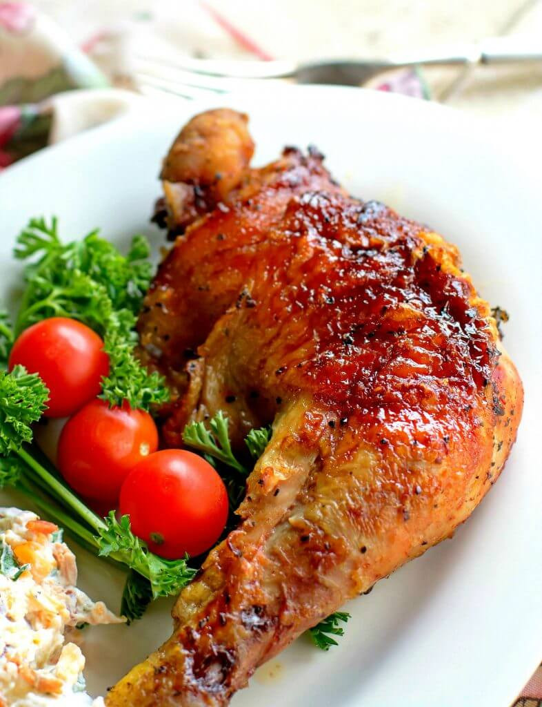 Bbq Chicken Legs In Oven
 Barbecued Chicken Leg Quarters Bunny s Warm Oven