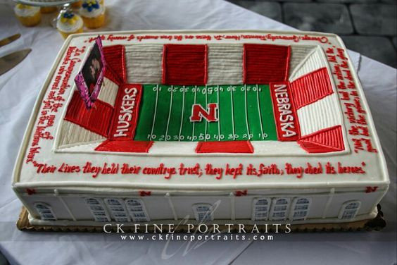 Birthday Party Ideas Lincoln Ne
 Grooms Memorial Stadium cake from our wedding Nebraska