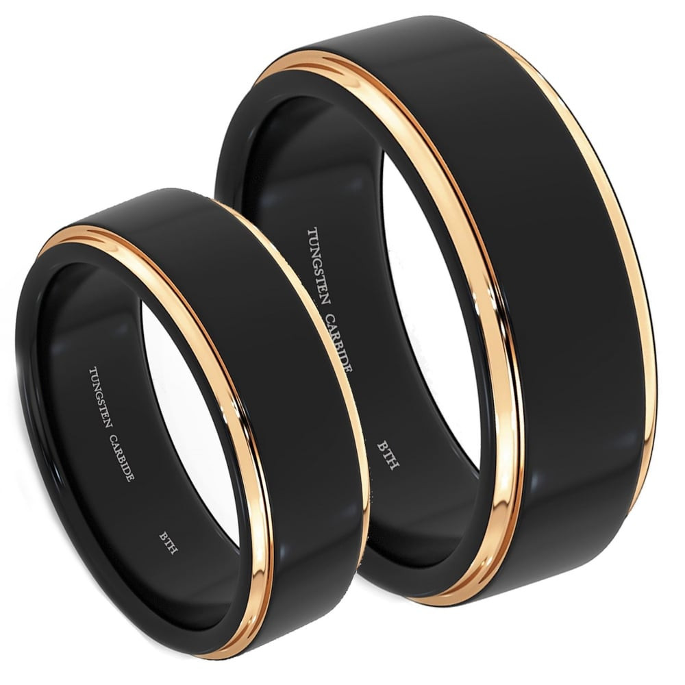 Black Gold Wedding Ring Sets
 His And Hers Matching Tungsten Carbide Wedding Engagement
