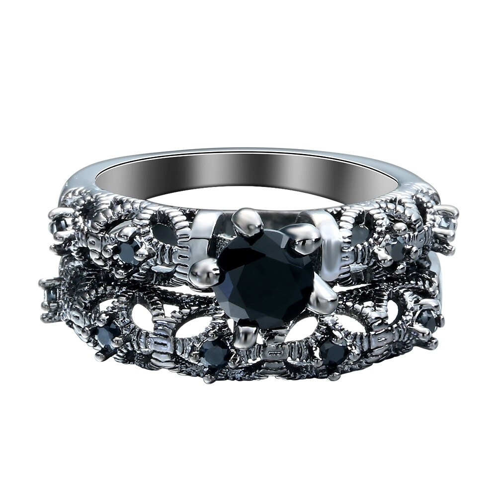 Black Gold Wedding Ring Sets
 Aliexpress Buy hollow women wedding ring set zircon