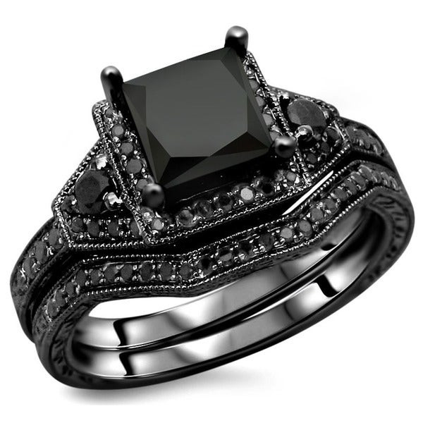Black Gold Wedding Ring Sets
 Shop 14k Black Gold 2ct TDW Certified Black Princess cut