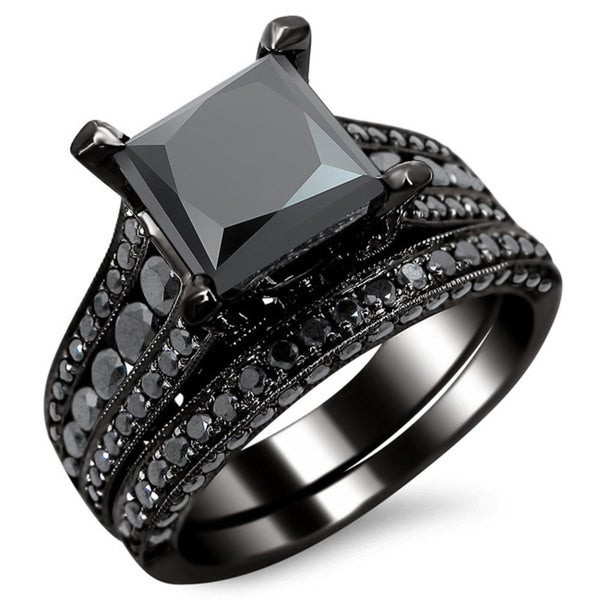 Black Gold Wedding Ring Sets
 Shop Noori 14k Black Gold 3 7 8ct TDW Black Diamond