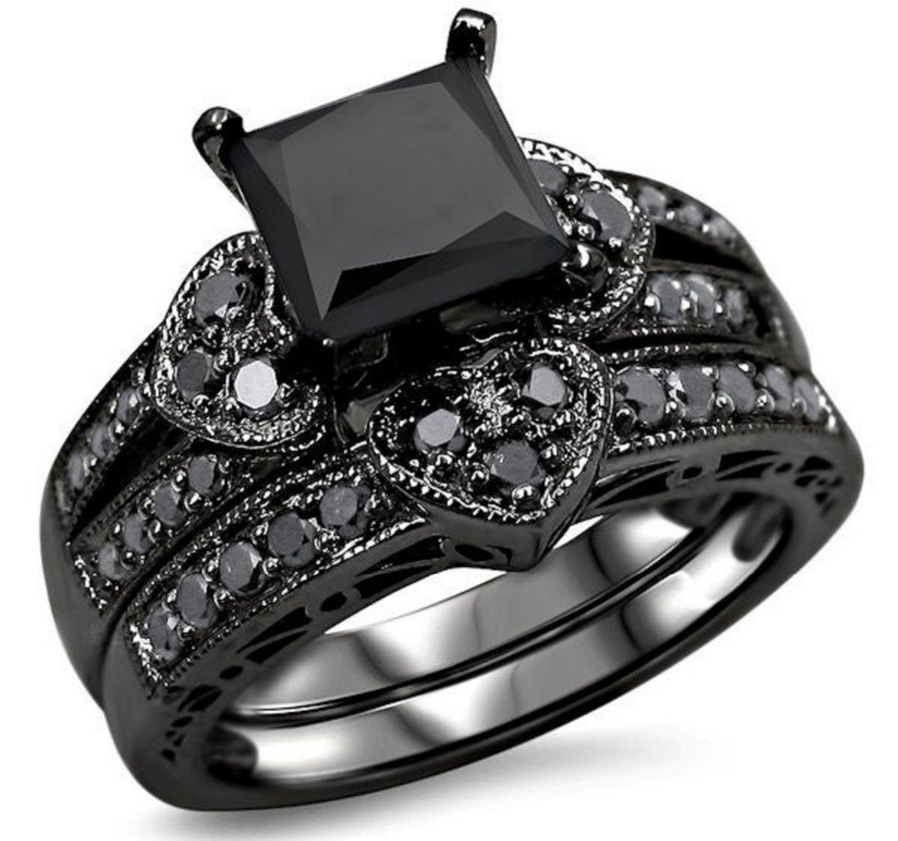 Black Gold Wedding Ring Sets
 2015 NEW ARRIVED black gold princess cut medusa wedding