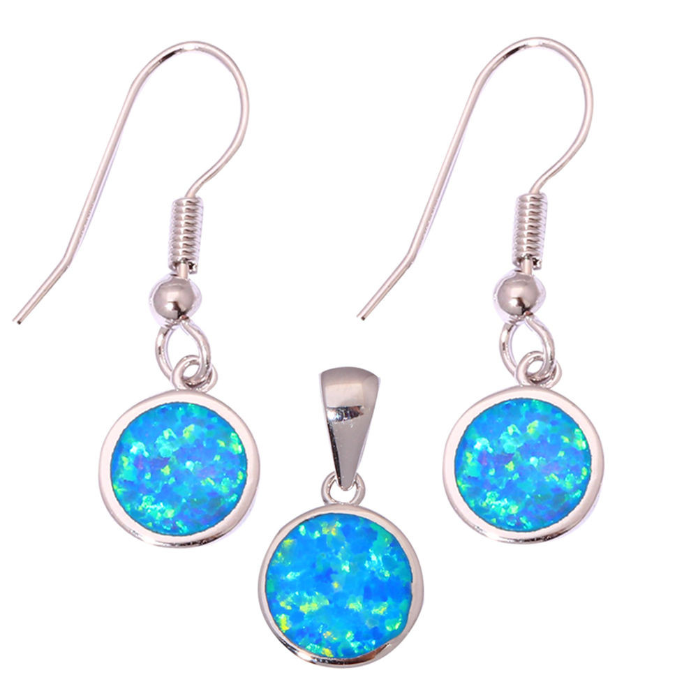 Blue Opal Earrings
 Blue Fire Opal Silver for Women Jewelry Pendant Dangle