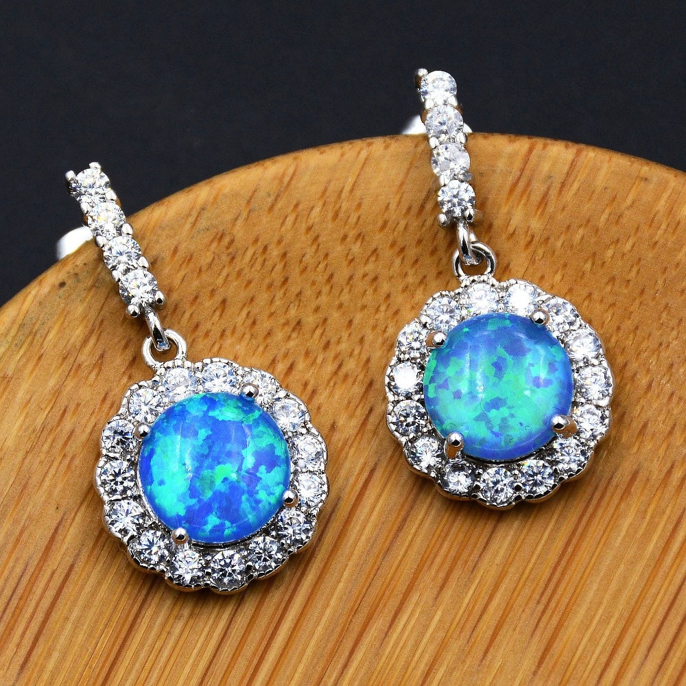 Blue Opal Earrings
 Hot sale Lady s beautiful blue fire opal earrings