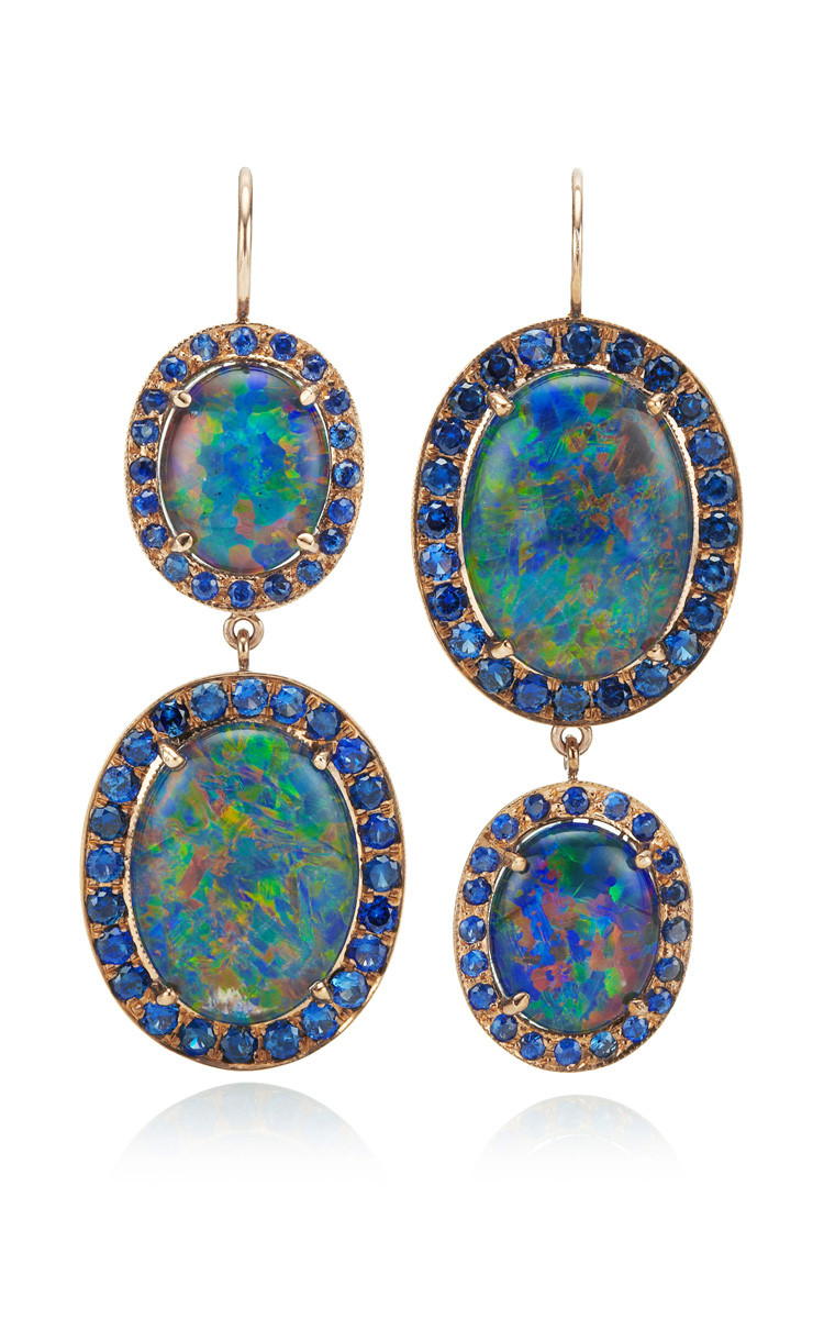 Blue Opal Earrings
 Lyst Andrea Fohrman Unique Oval Australian Opal and Blue