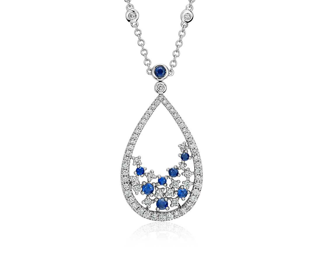 Blue Sapphire Necklace
 Blue Nile Studio Something Blue Sapphire & Diamond Floral