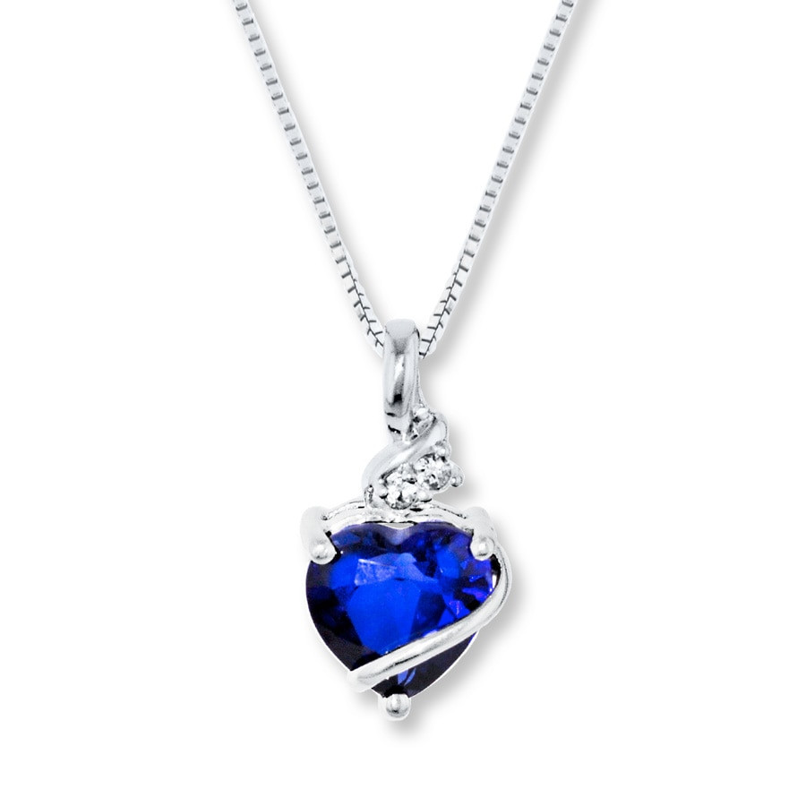 Blue Sapphire Necklace
 Blue & White Lab Created Sapphire Sterling Silver Necklace