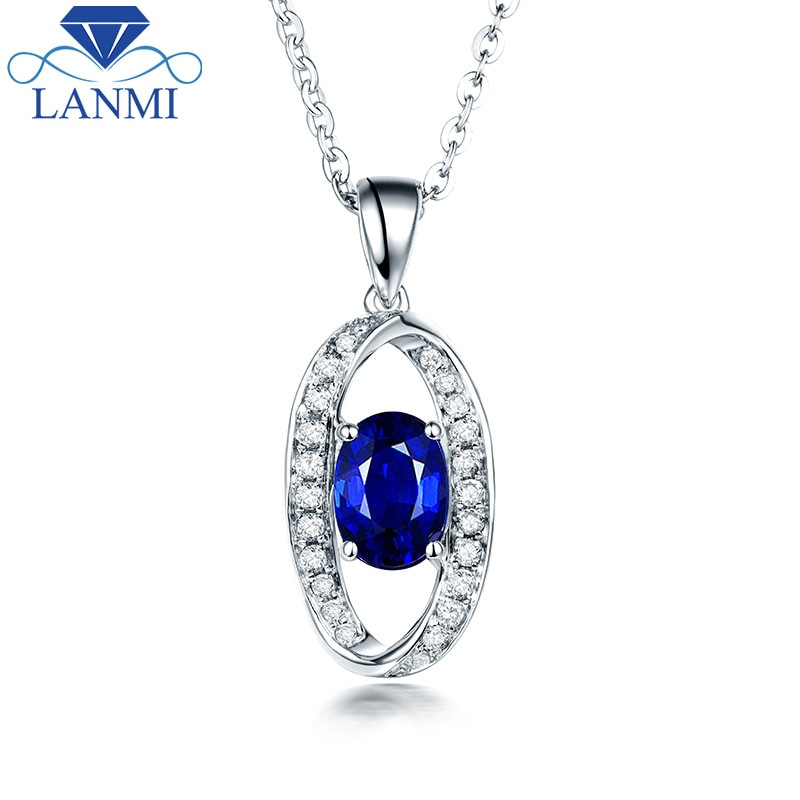 Blue Sapphire Necklace
 Special Design Blue Sapphire Pendant Necklace Real 14K