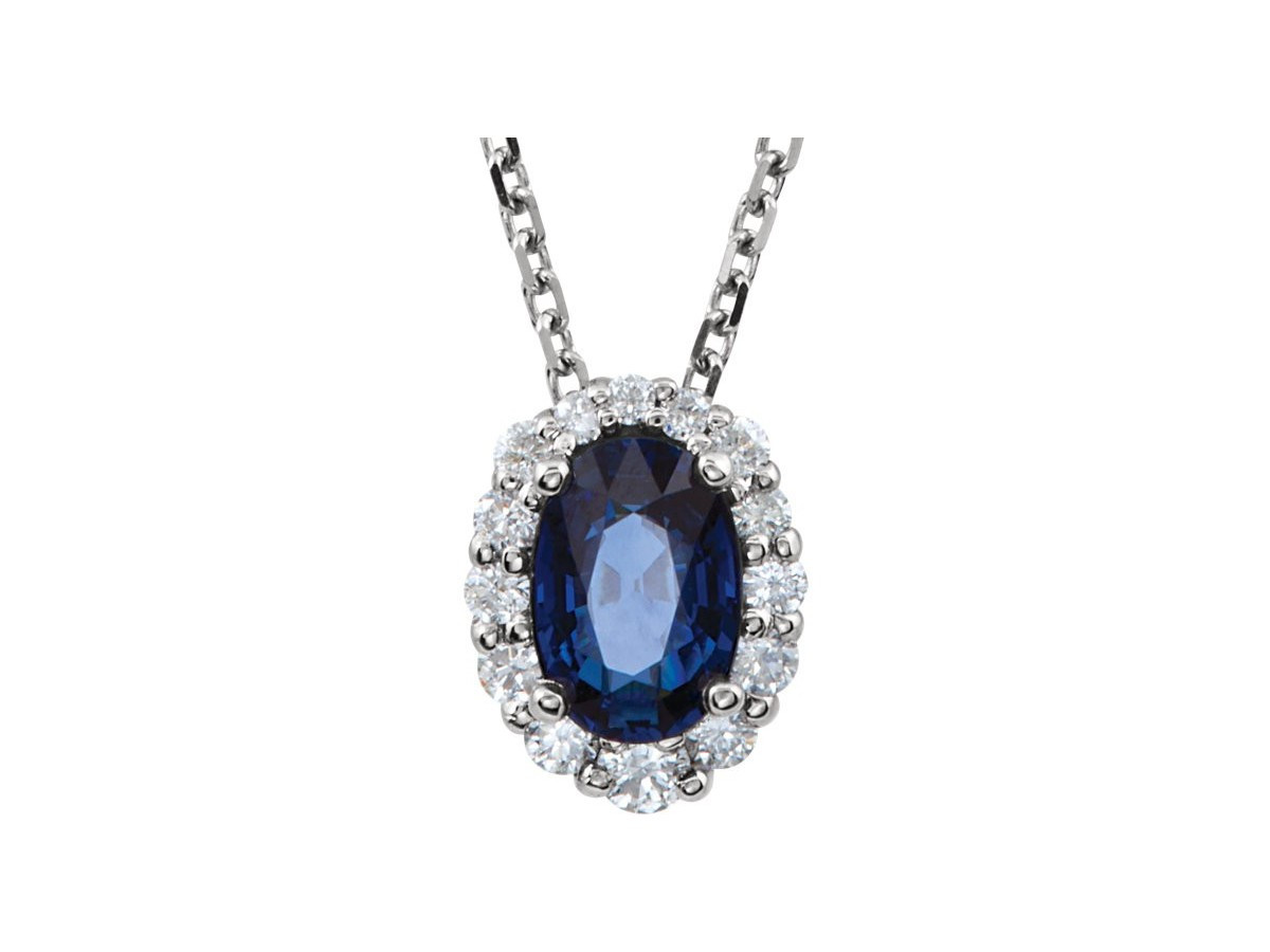 Blue Sapphire Necklace
 14K Blue Sapphire & Diamond Necklace Allison s Custom