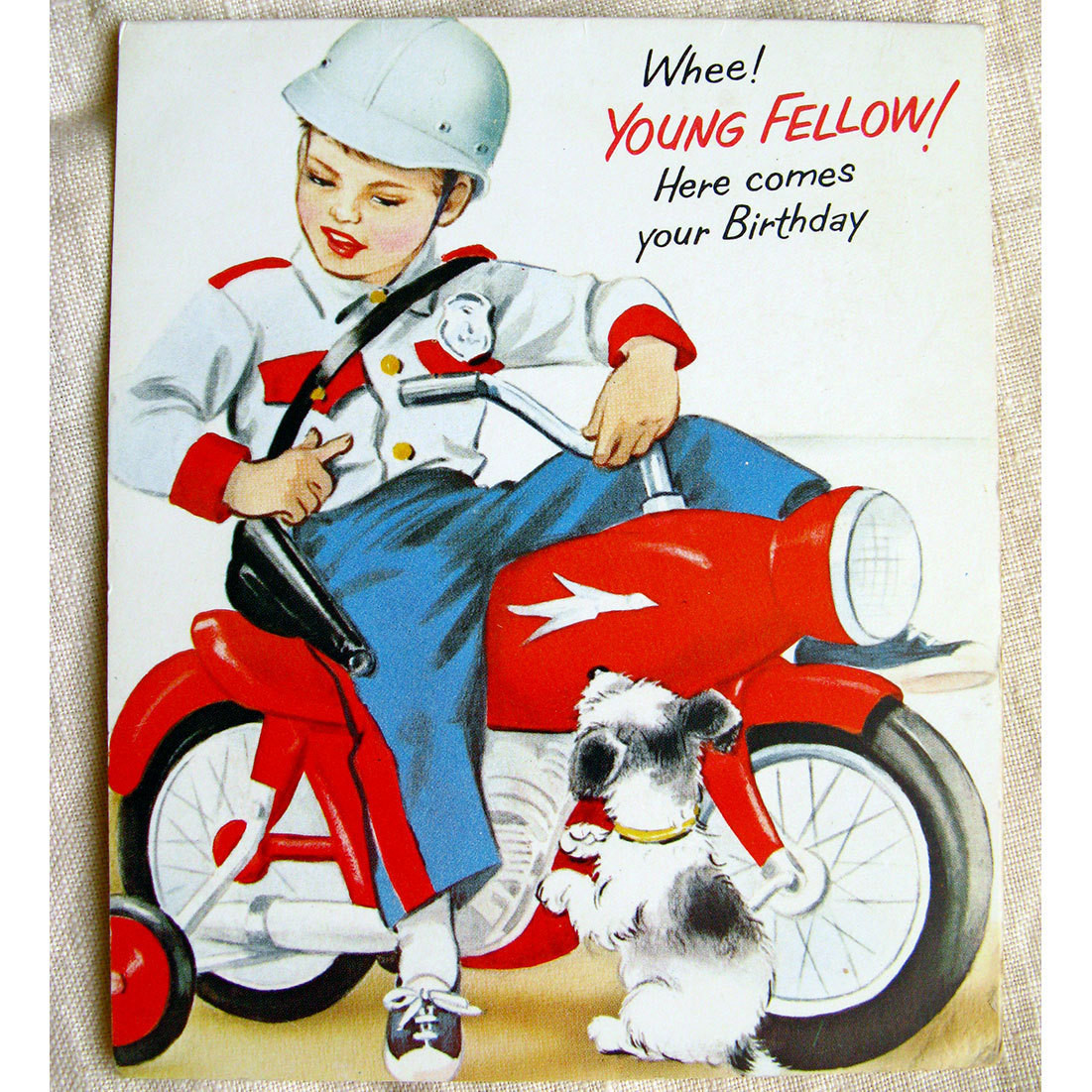 Boys Birthday Cards
 Vintage 1950s Boys Birthday Card Motorbike Cop Norcross