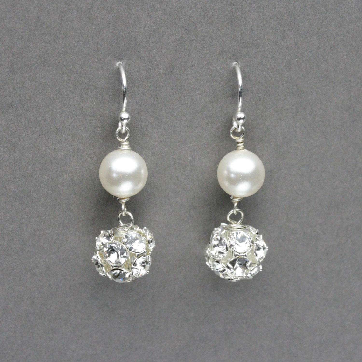 Bridal Pearl Earrings
 Pearl and Rhinestone Earrings Pearl Bridal Jewelry Swarovski
