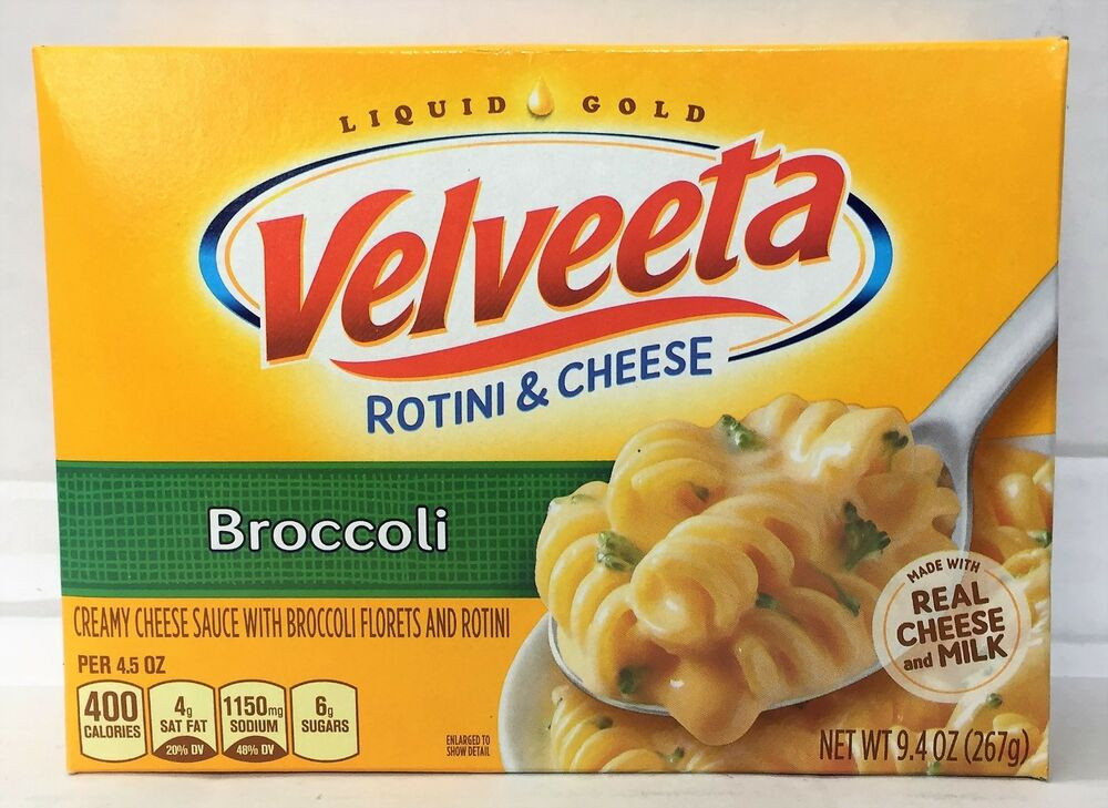 Broccoli And Velveeta Cheese
 Kraft Velveeta Rotini & Cheese with Broccoli 9 4 oz