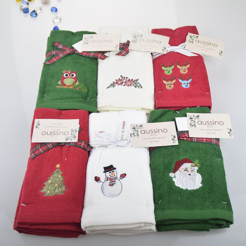 Christmas Bathroom Towels
 3pcs Decorative Fingertip Set Luxury CottonTowel Christmas