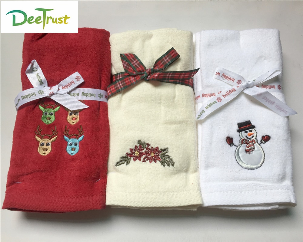 Christmas Bathroom Towels
 3pcs Decorative Santa Claus Luxury Cotton Christmas Towel