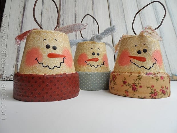 Clay Crafts For Adults
 Vintage Clay Pot Snowman Ornaments Crafts by Amanda