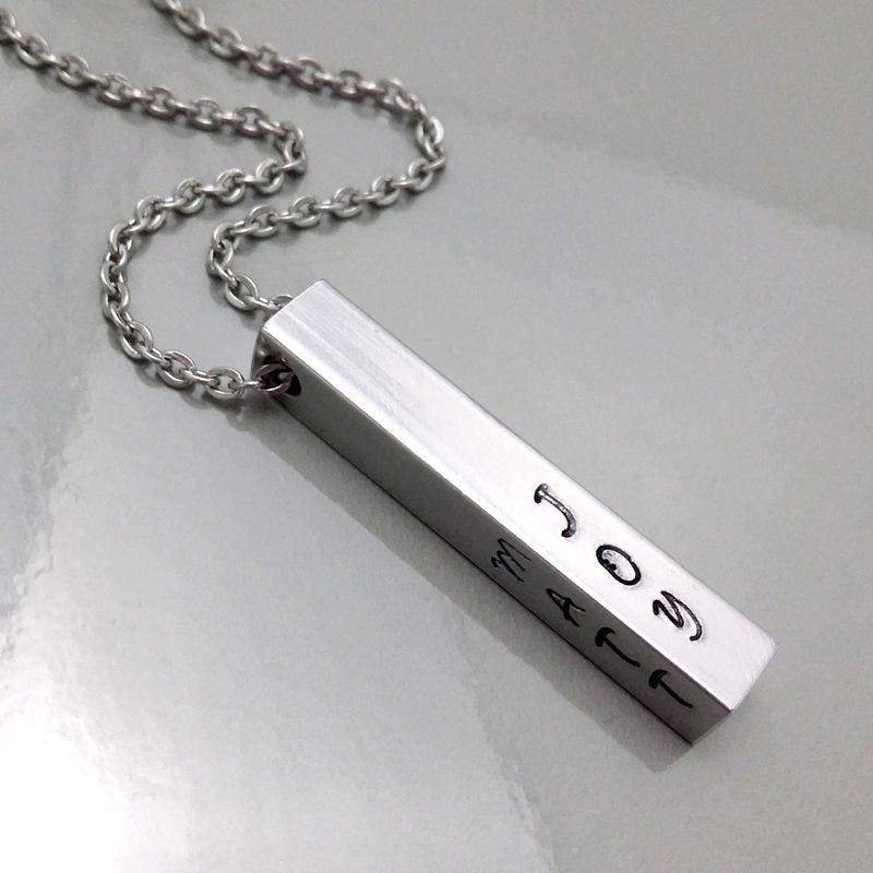 Custom Bar Necklace
 Personalized Custom Name Engraving Hand Stamped Bar