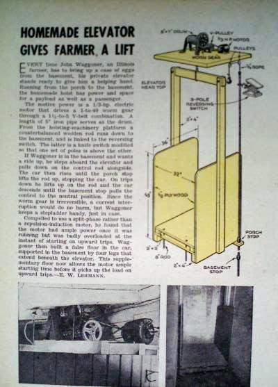 DIY Home Elevator Plans
 How to Build a PERSONAL ELEVATOR Homemade LIFT HOIST 1946