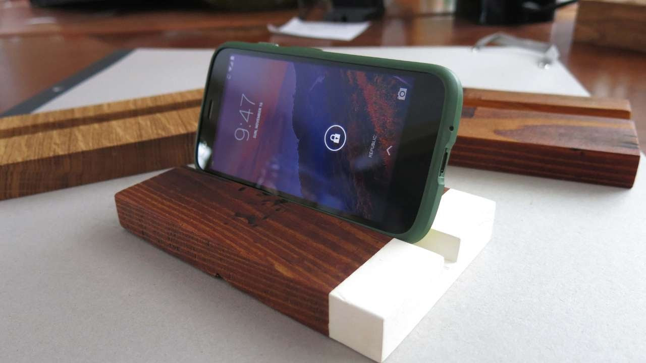 DIY Wood Cell Phone Stand
 How To Make A Simple And Sleek Wooden Phone Stand DIY