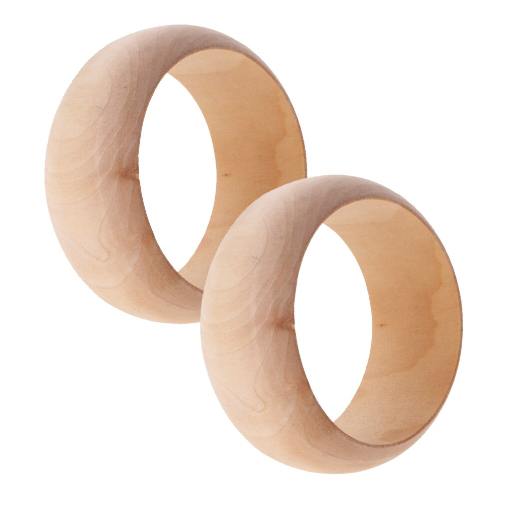 DIY Wooden Bracelet
 2 Pieces Natural Unfinished 38mm Wide Wooden Cuff Bangle