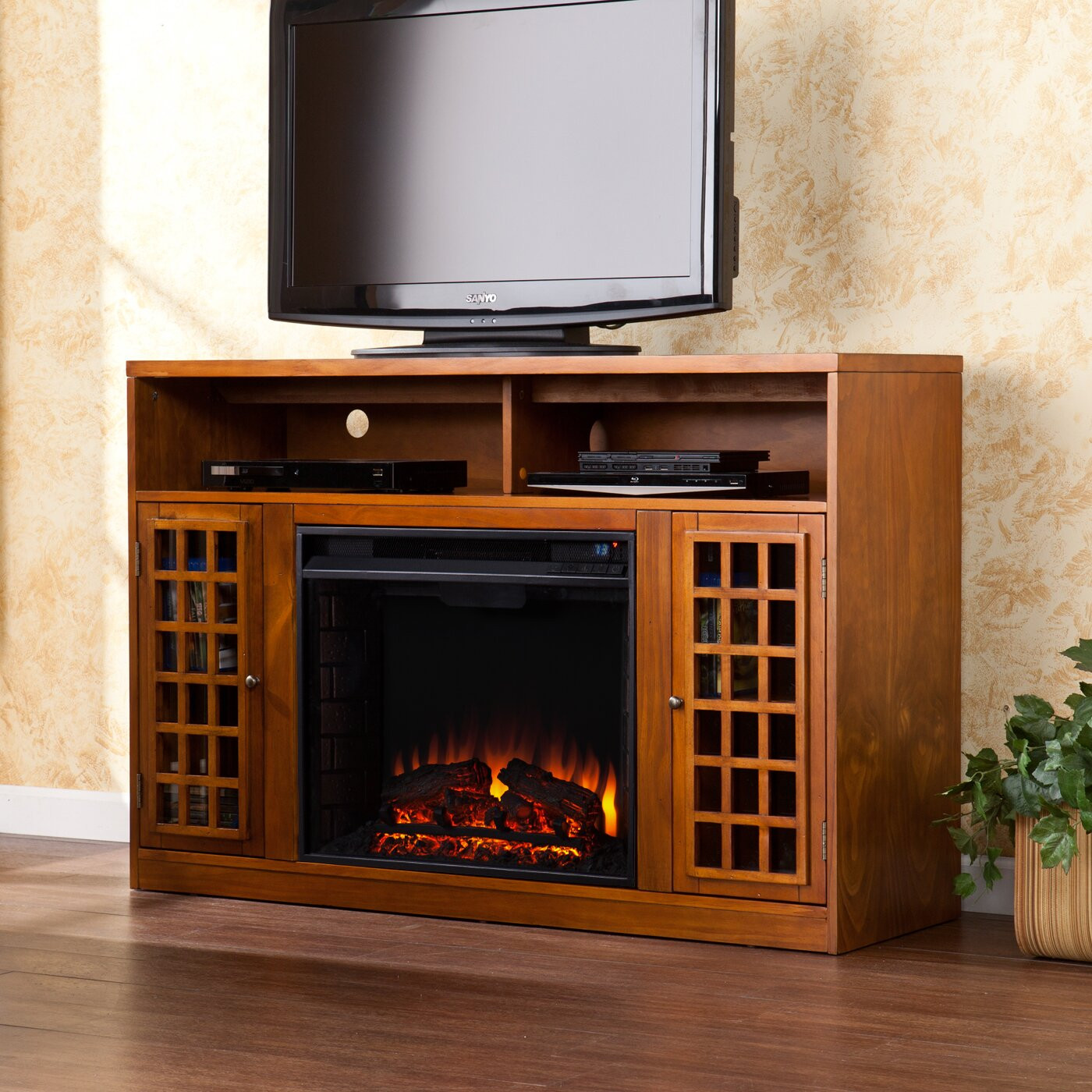 Electric Fireplace Entertainment Stand
 Lipan TV Stand with Electric Fireplace