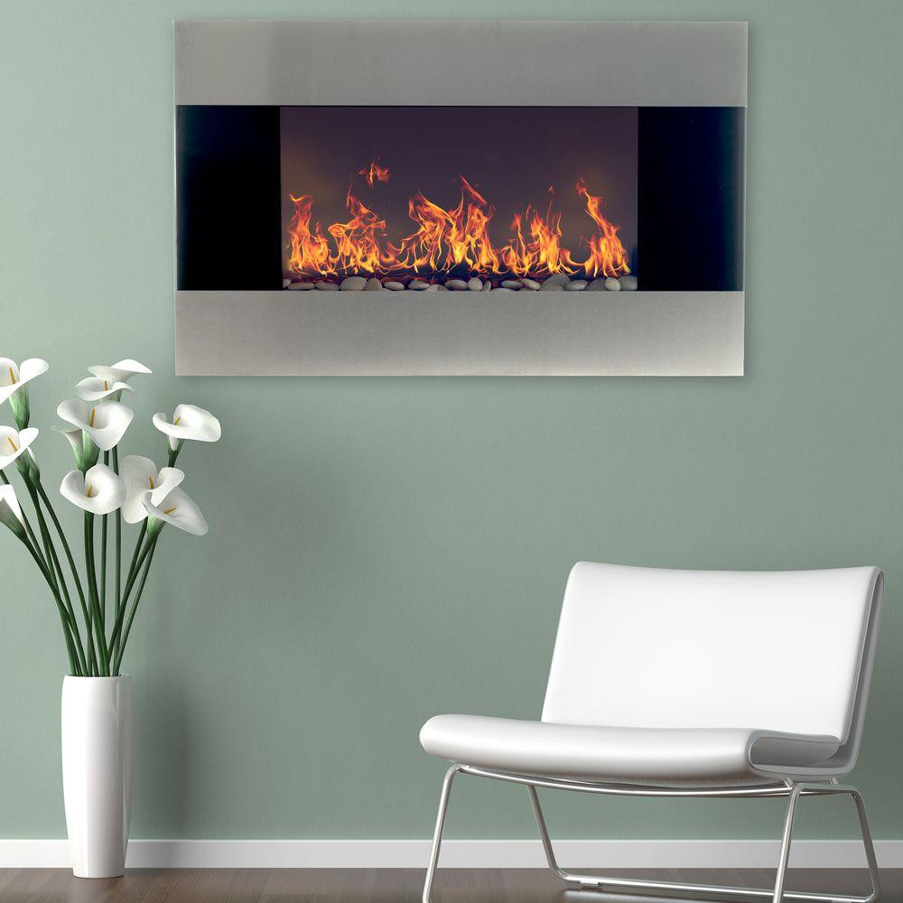 Electric Fireplace Modern Wall Mount
 Northwest 35 in Stainless Steel Electric Fireplace with