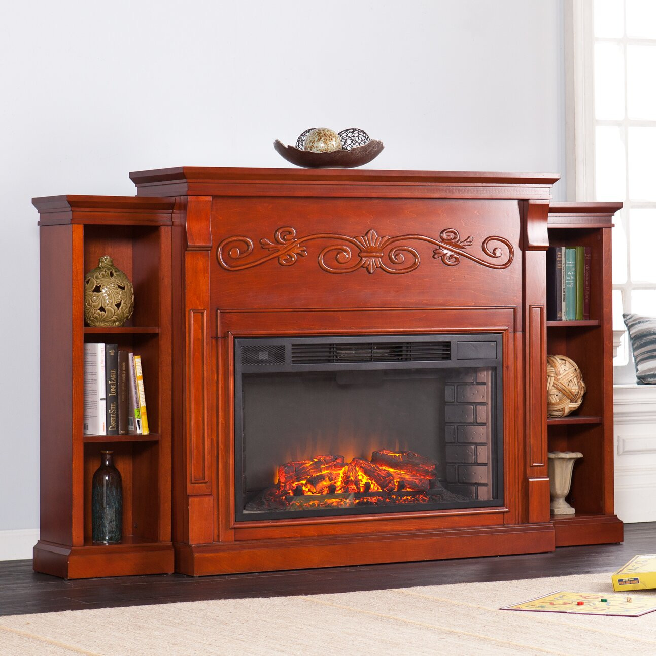Electric Fireplace With Bookcase
 Wildon Home Langley Bookcase Electric Fireplace